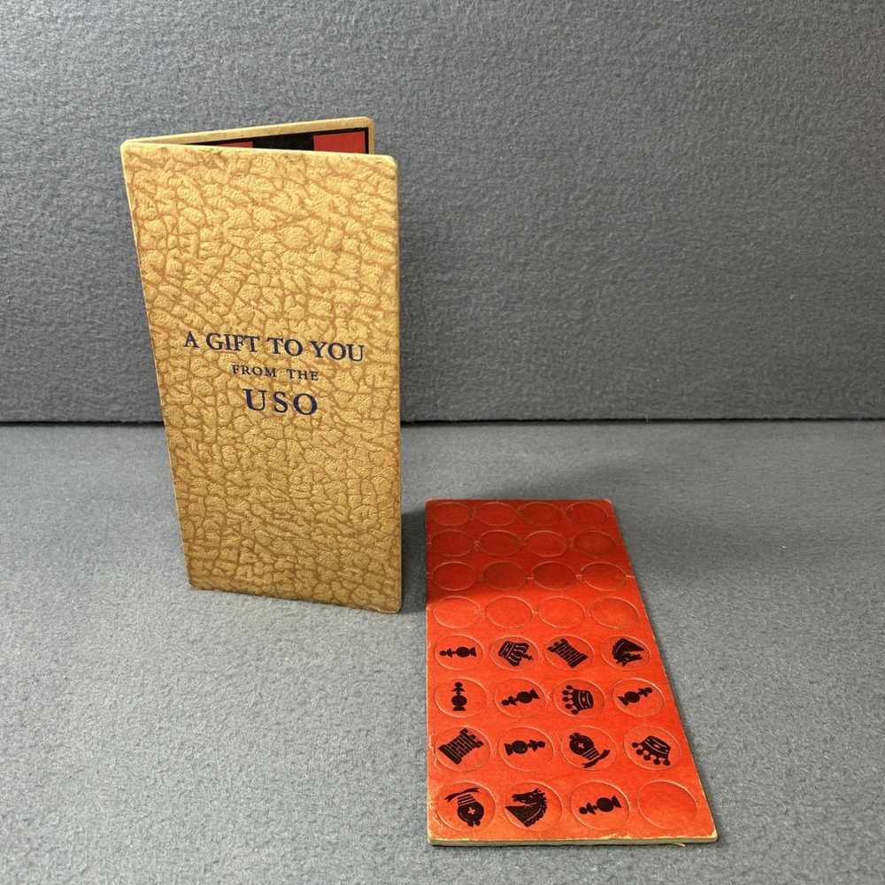 Vintage USO "A Gift‎ To You" Travel Checker Set Military Memorabilia